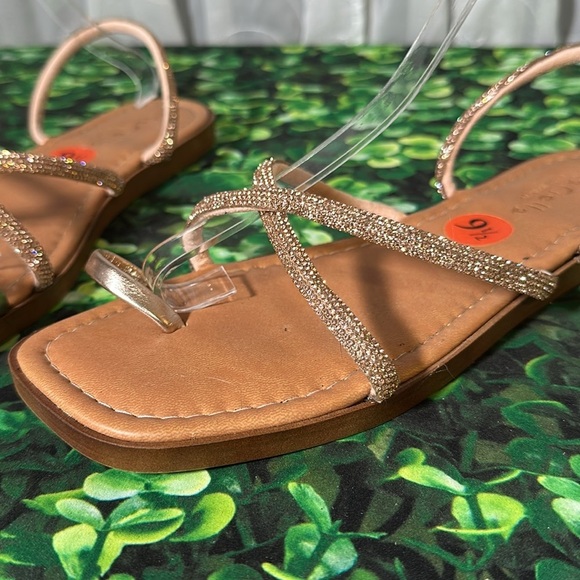 Mariella Rhinestones Glitter Toe Ring Sandals made in Italy size 9 1/2 Rose Gold - Picture 10 of 16